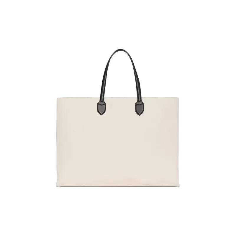 Burberry Logo Detail Cotton Blend Tote Natural-1