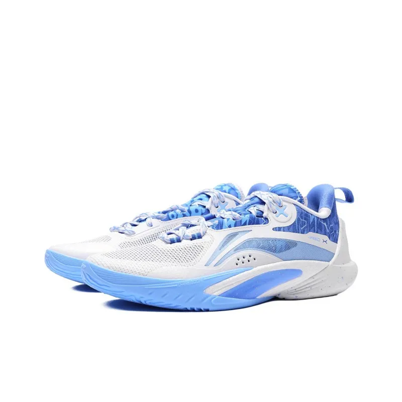 Bipolar X LINING Speed 10 Basketball Shoes Men Low Top Standard White/Dark Navy Blue-2
