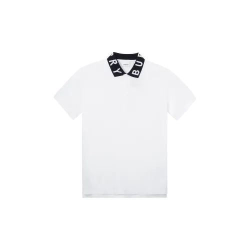 Burberry Men Ryland Collar Logo Polo White/Black