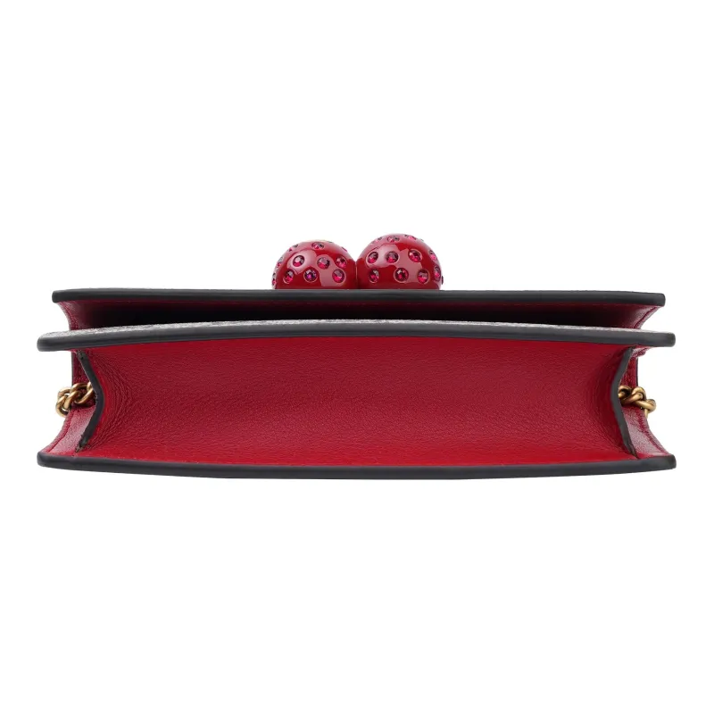 GUCCI Canvas Chain Shoulder Bag With Cherries-2