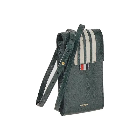 THOM BROWNE· Calfskin One Shoulder Crossbody Cell Phone Pouch Men's Green-2