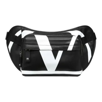 Valentino Calfskin Sling Bag Fanny Pack Regular Men's Black/White
