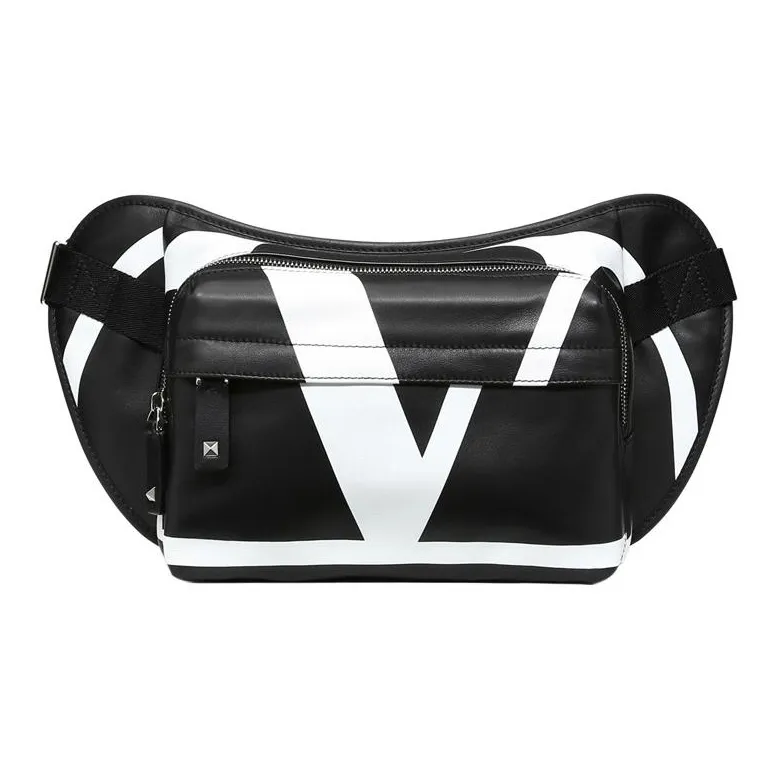 Valentino Calfskin Sling Bag Fanny Pack Regular Men's Black/White-0