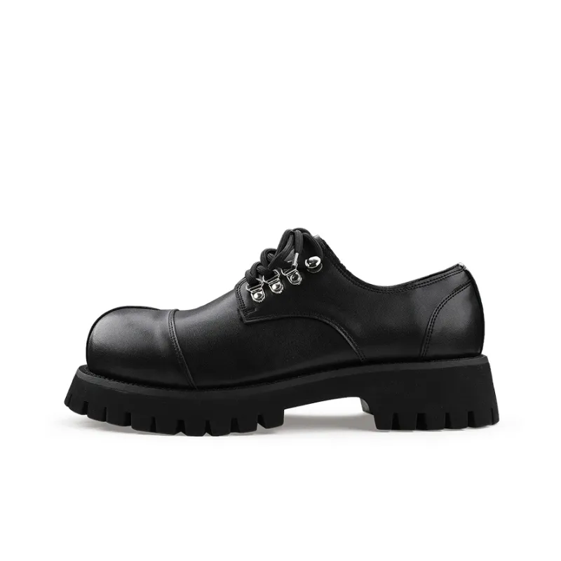 HANQIAORIJI Black Blood Series Casual Leather Shoes Unisex Black-1