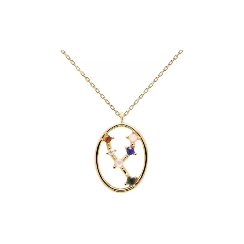 PDPAOLA Rose Quartz Labradorite Necklaces Women's Gold-2
