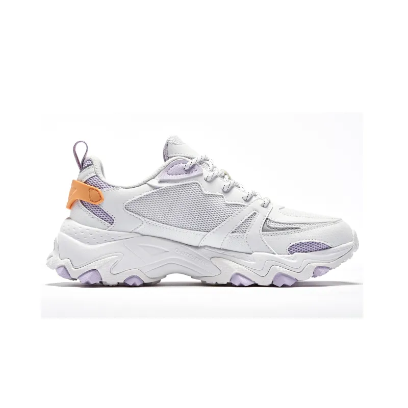 QIAODAN Cushioning, Wear Resistant Low Top Running Shoes Women's White Purple-1