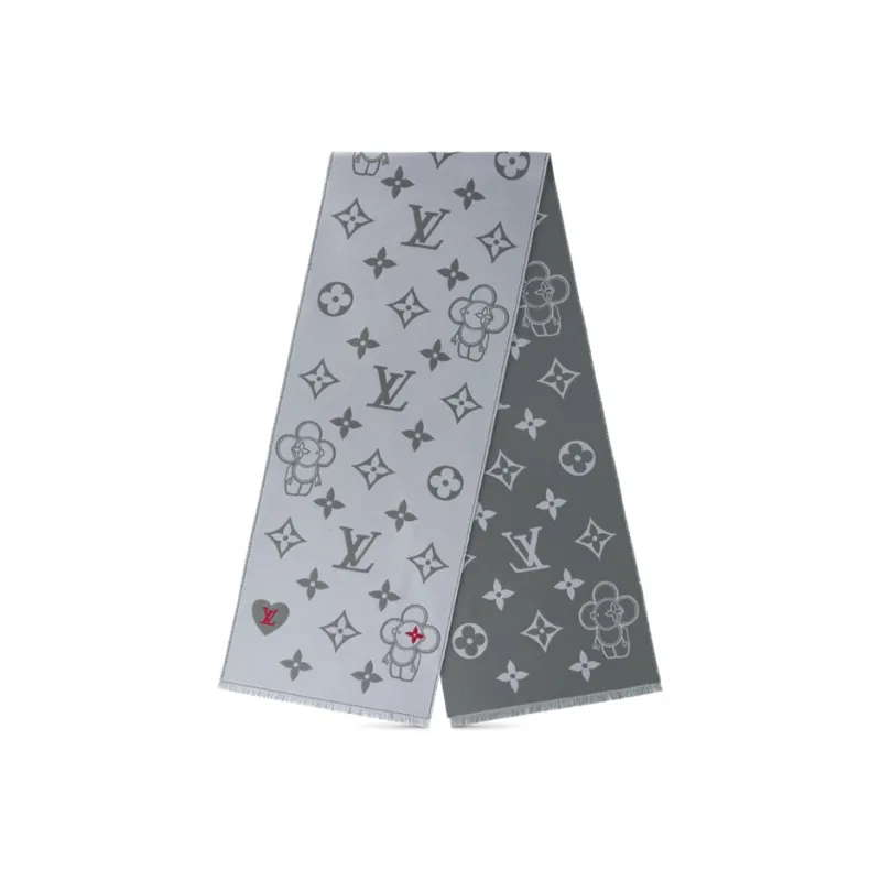 LOUIS VUITTON Vivienne Knit Scarves Unisex Gray-0