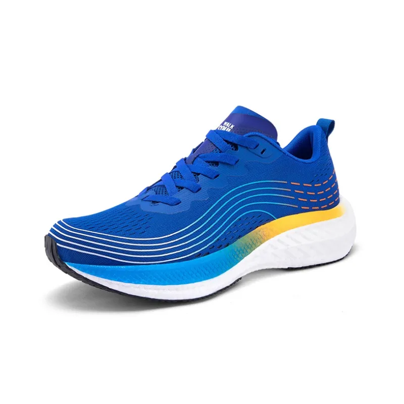 WALKSOUL Running Shoes Men Low Top White/Gray/Black/Royal Blue-7