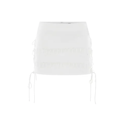 With Jean Casual Short Skirts Women's White