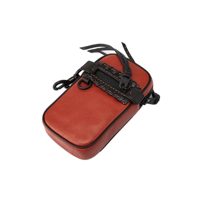 COACH N/S Leather Camera Bag Wallet Cell Phone Pouch Shoulder Bag Crossbody Bag Mini Men's Red-3