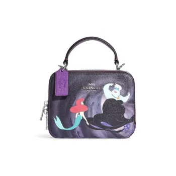 COACH Disney Collaboration BOX CROSSBODY Cow Split Leather Clutch Women's Dark Purple