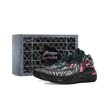 LiNing Shudder Beast Anti Slip And Wear Resistant Support Lightweight Rebound Mid Top Basketball Shoes Black White