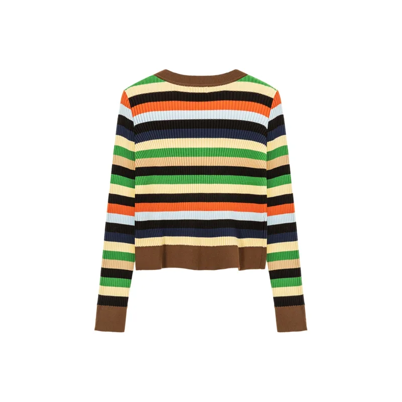 NO ONE ELSE Cropped Coats Women's Rainbow Stripes-1