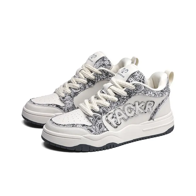 FACKRAM Warm Cushioning And Wear Resistant High Top Skateboard Shoes Men's Ecru-2
