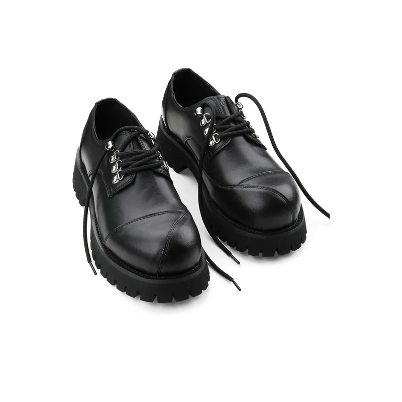 HANQIAORIJI Black Blood Series Casual Leather Shoes Unisex Black-4