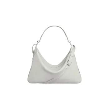 CELINE Romy Collection Soft Cow Leather Shoulder Bag Crossbody Bag Handbag Large Size Men's Chalk White