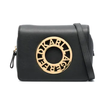 KARL LAGERFELD Calfskin Shoulder Bag, Crossbody Bag Women's Black/Gold