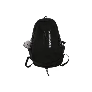 SURELAPTOP Nylon Laptop Backpack Large Size Unisex Black/White