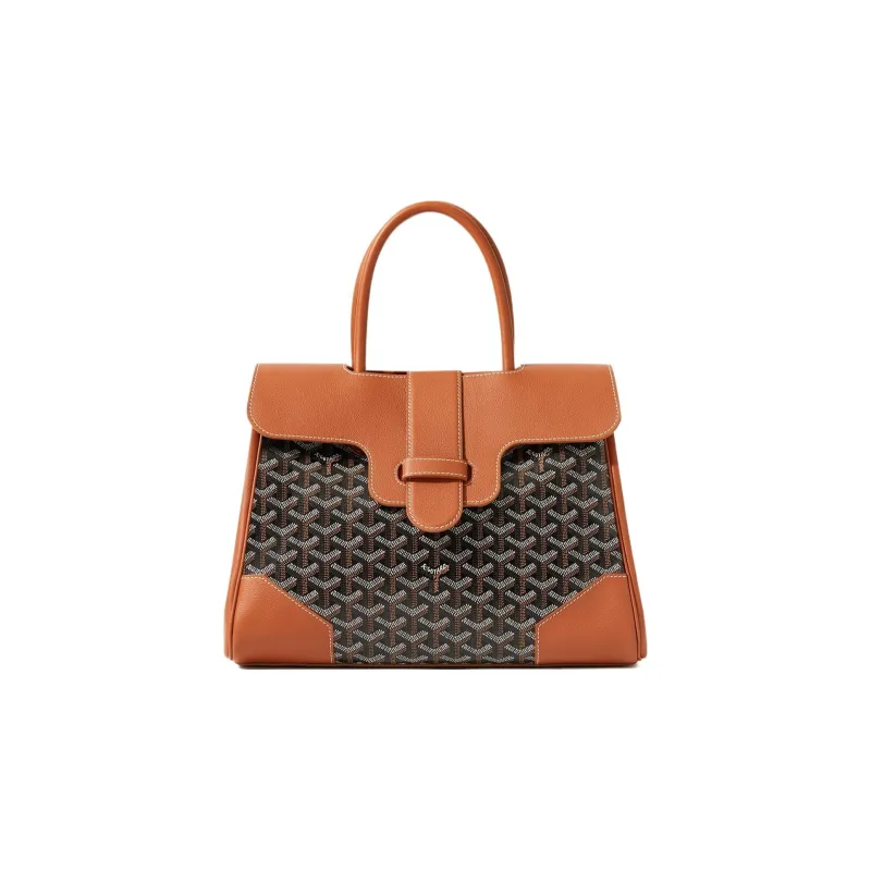 GOYARD Saigon Canvas With Leather Xigong Tote Handbags Shoulder Bags Large Size Unisex Black/Tan-0