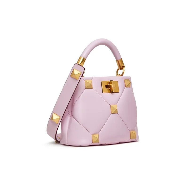 Valentino ROMAN STUD Sheepskin Handbag Shoulder Bag Crossbody Bag Mini Women's Pink Purple-1