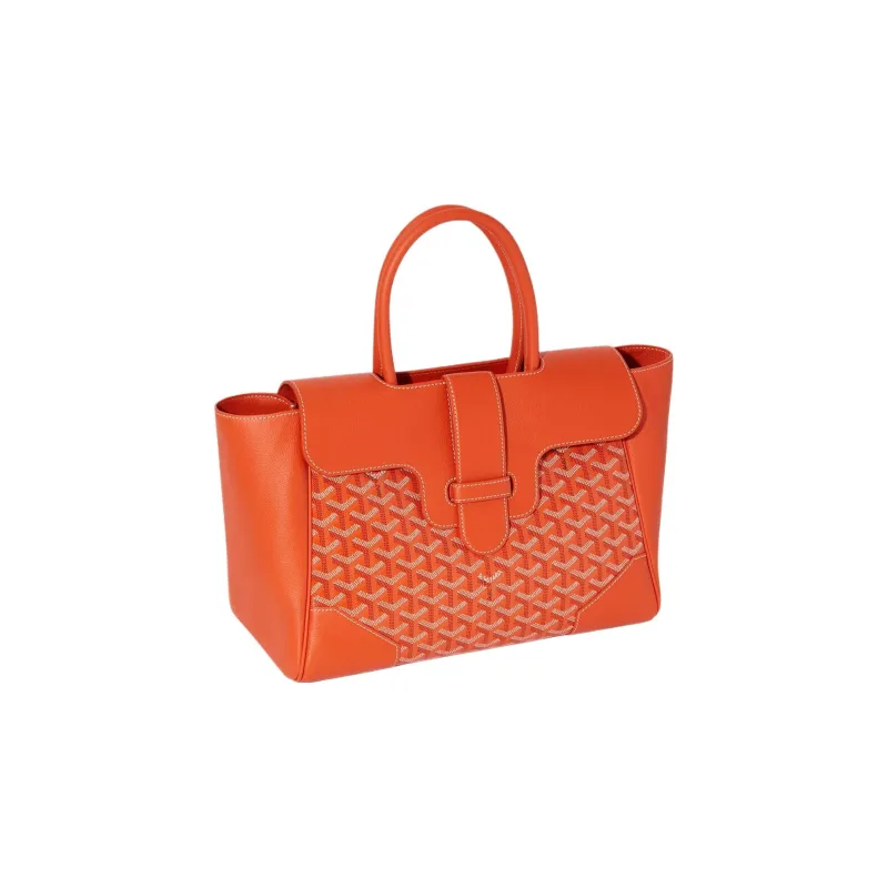GOYARD Saigon Canvas With Leather Xigong Tote Handbags Shoulder Bags Large Size Unisex Orange-2