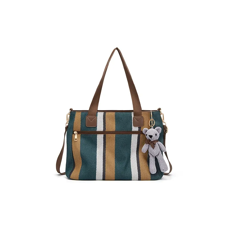 CinvaiKrose Shoulder Bags Blue With Charm Bag Cover, Stripes Position Random Shipment-3