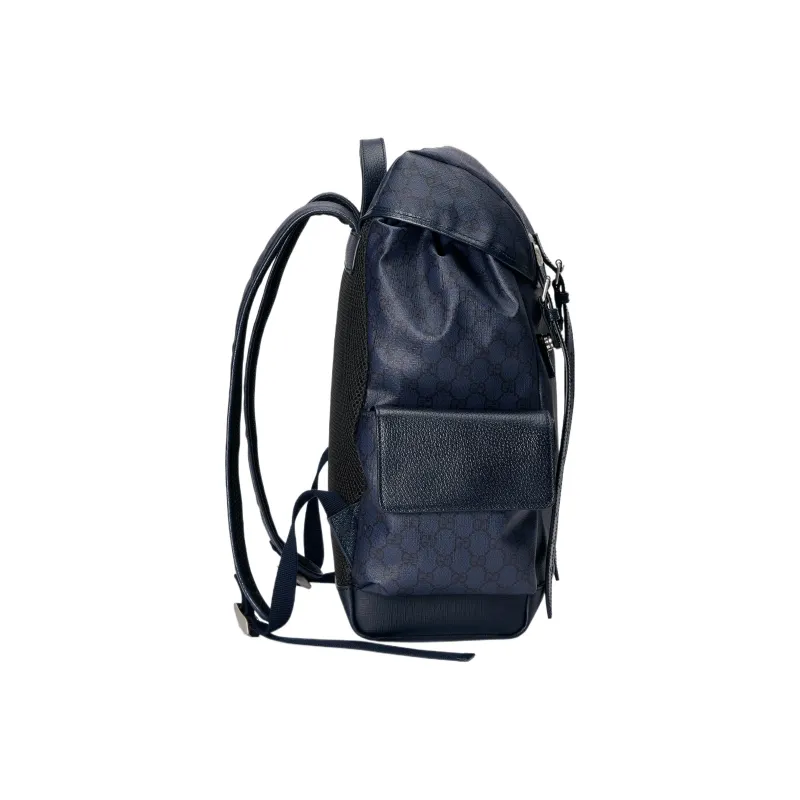 GUCCI Ophidia Canvas With Leather Backpack Medium Size Men's Blue/Black-2