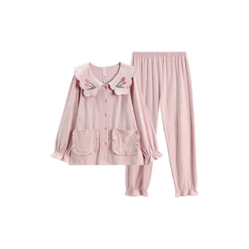 FENTENG Pajama Set Women's Cherry Blossom Pink