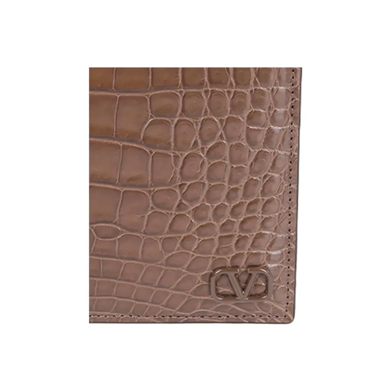 Valentino Leather Card Holder Wallet Men's Taupe-3