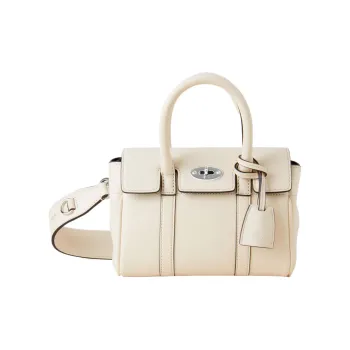 Mulberry Bayswater Glossy Leather Shoulder Bag Crossbody Bag Handbag Mini Women's Ecru
