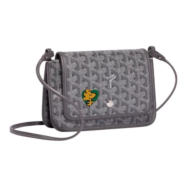 GOYARD Plumet Canvas With Leather Envelope Bag Handheld Shoulder Bag Crossbody Bag Small Size Unisex Gray/Green-0