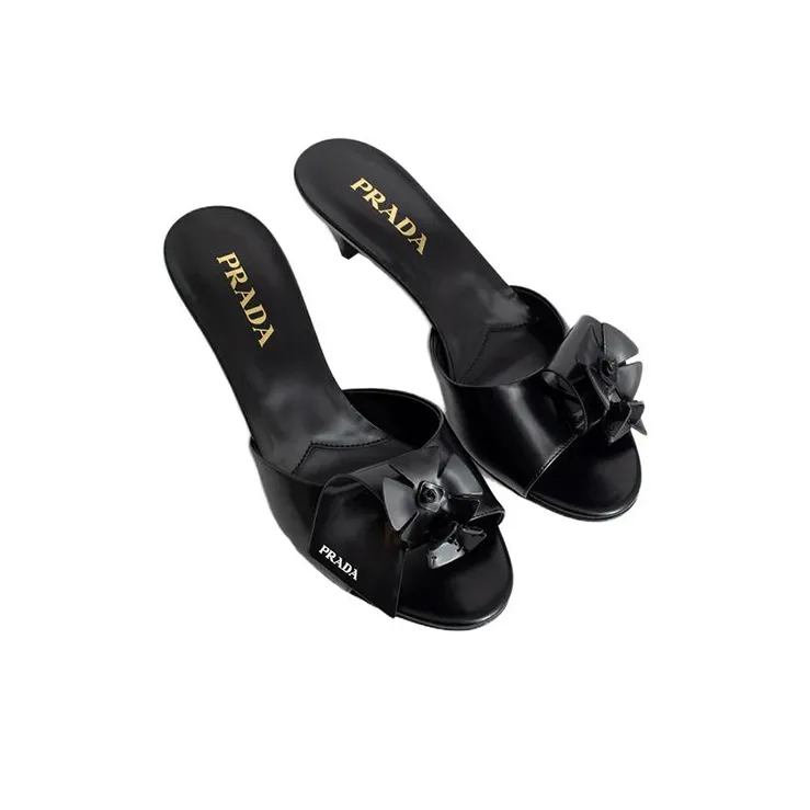 PRADA Rubber Sole Slide Slippers Women's Black-2