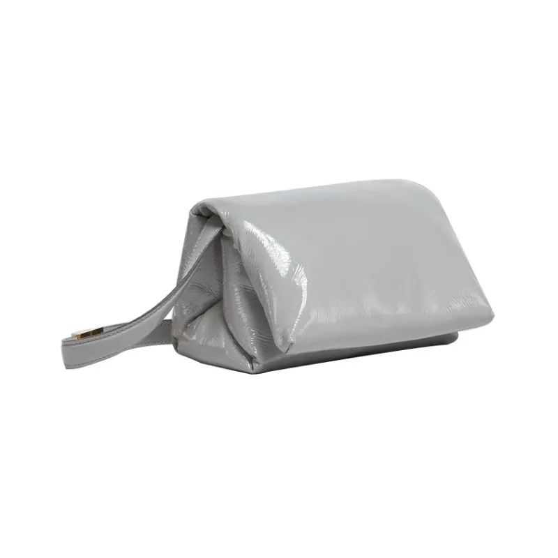 MARNI Patent Leather Crossbody Bag, Shoulder Bag Women's Gray-1