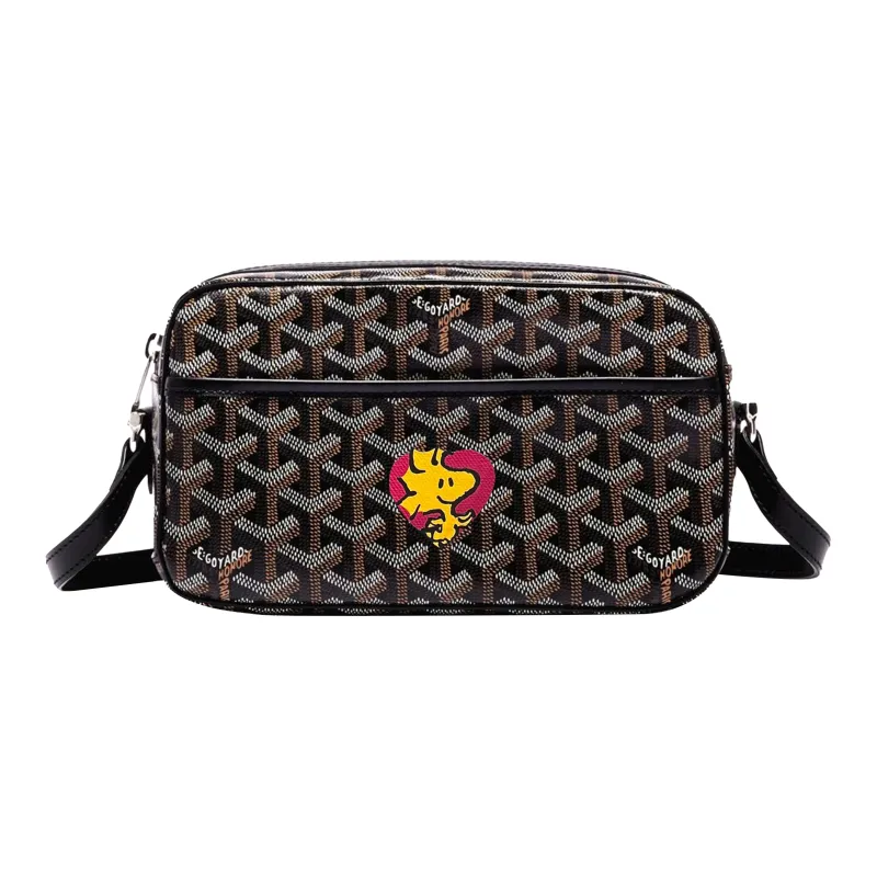 GOYARD Cap-Vert Canvas With Leather Camera Bag Shoulder Bag Crossbody Bag Small Size Unisex Black/Red-0