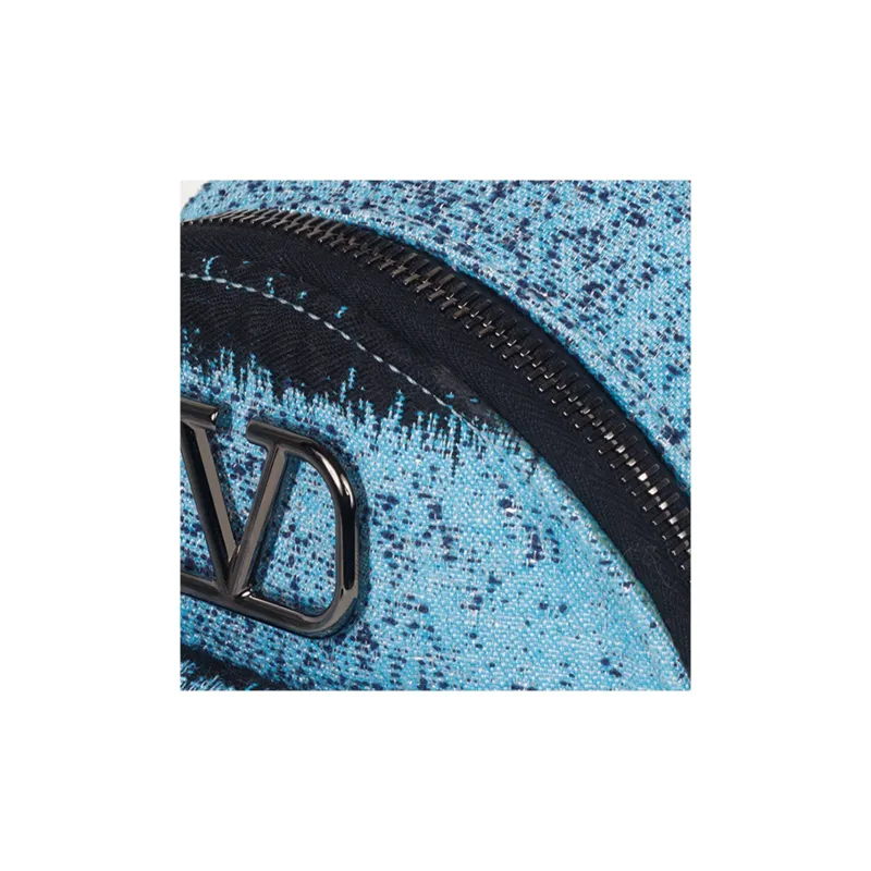 Valentino Tiger 1967 Jacquard Fabric Backpack Mini Light Blue & Black-3