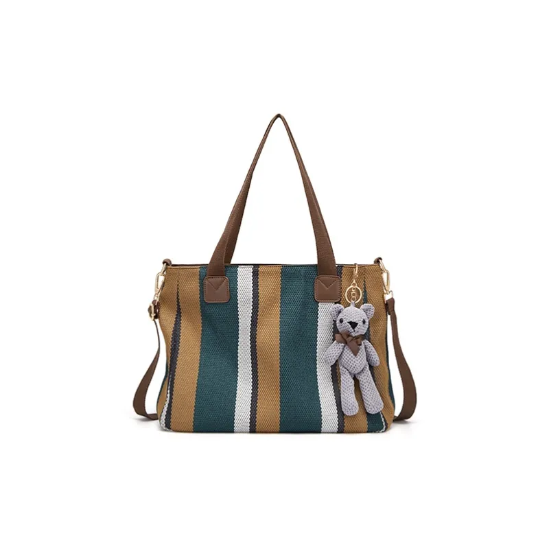 CinvaiKrose Shoulder Bags Blue With Charm Bag Cover, Stripes Position Random Shipment-1
