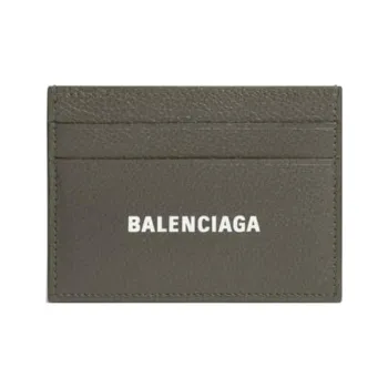 Balenciaga Calfskin Card Holder Regular Men's Dark Green/White