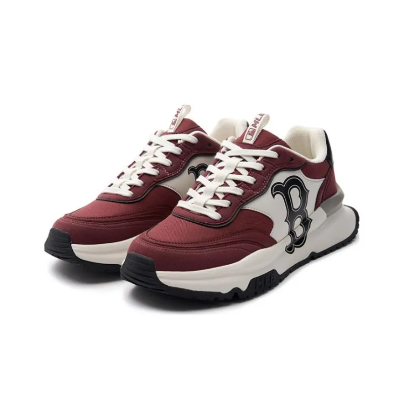 MLB Chunky Runner Anti Slip Wear Resistant Low Top Running Shoes Unisex Burgundy-2