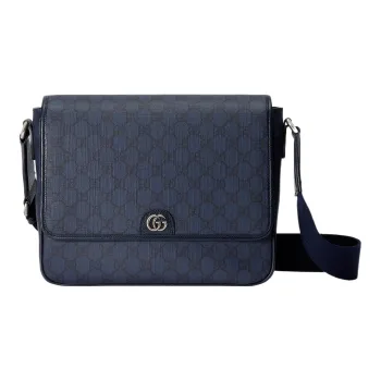 GUCCI Ophidia Canvas With Leather Canvas Bag, Messenger Bag, Shoulder Bag, Crossbody Bag Medium Size Men's Blue/Black