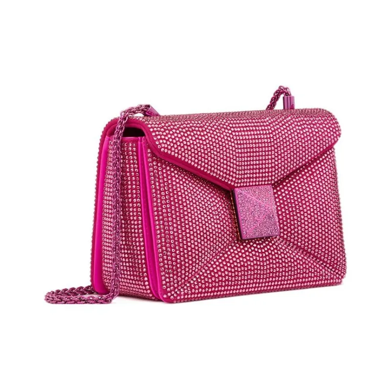 Valentino One Stud Rhinestone Embroidery Crossbody Bag, Shoulder Bag Women's Pink-1