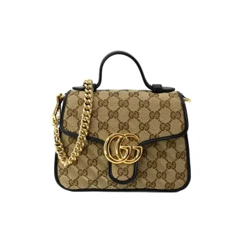 GUCCI GG Marmont Canvas With Leather Handbag Shoulder Bag Crossbody Bag Mini Women's Brown/Black