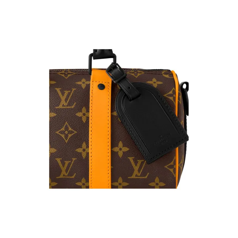 LOUIS VUITTON Keepall Coated Canvas With Leather Shoulder Bag, Crossbody Bag, Handbag Regular Women's Brown/Orange-5