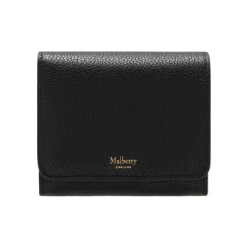 Mulberry Cow Leather Wallet Small Size Women's Black
