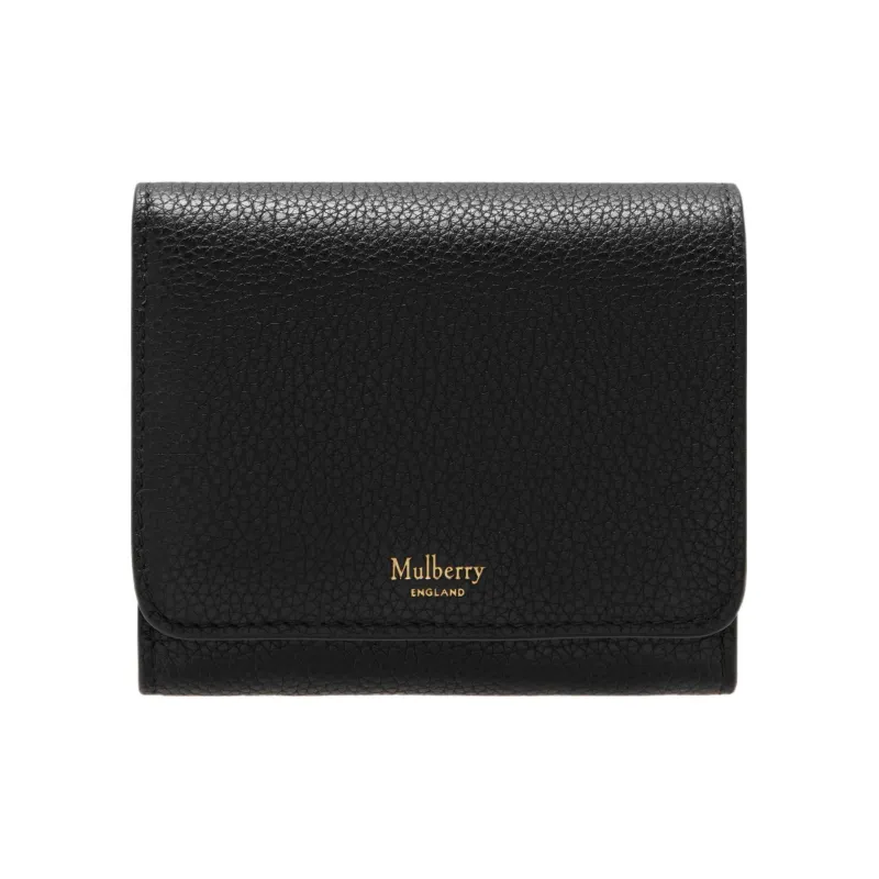 Mulberry Cow Leather Wallet Small Size Women's Black-0