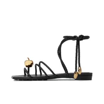 Bottega Veneta Adam Flat One Strap Sandals Women's Black