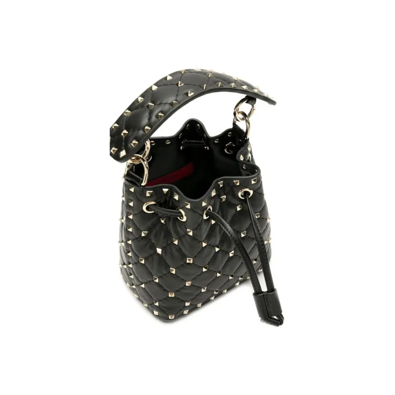 Valentino Cow Leather Bucket Bags Handbags Women's Black-2