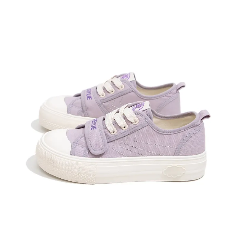 Feiyue Slip Resistant, Abrasion Resistant, Breathable Low Top Platform Canvas Shoes Women's Purple-1