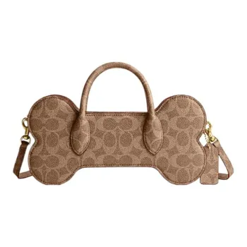 COACH PVC Bone Bag Shoulder Bag Crossbody Bag Handbag Medium Size Women's Brown Yellow/Rusty Red