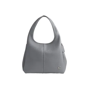 COACH Lana Polished Pebble Leather Handbag, Shoulder Bag Large Size Women's Dark Gray