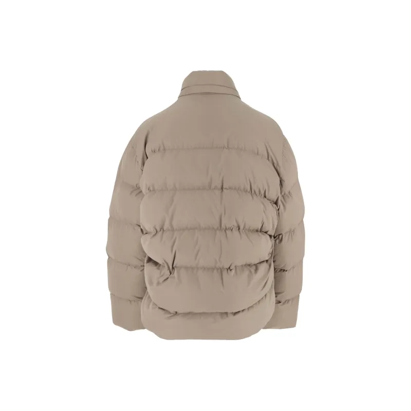 Balenciaga Logo Printed Zip Up Puffer Jacket 'Beige'-1